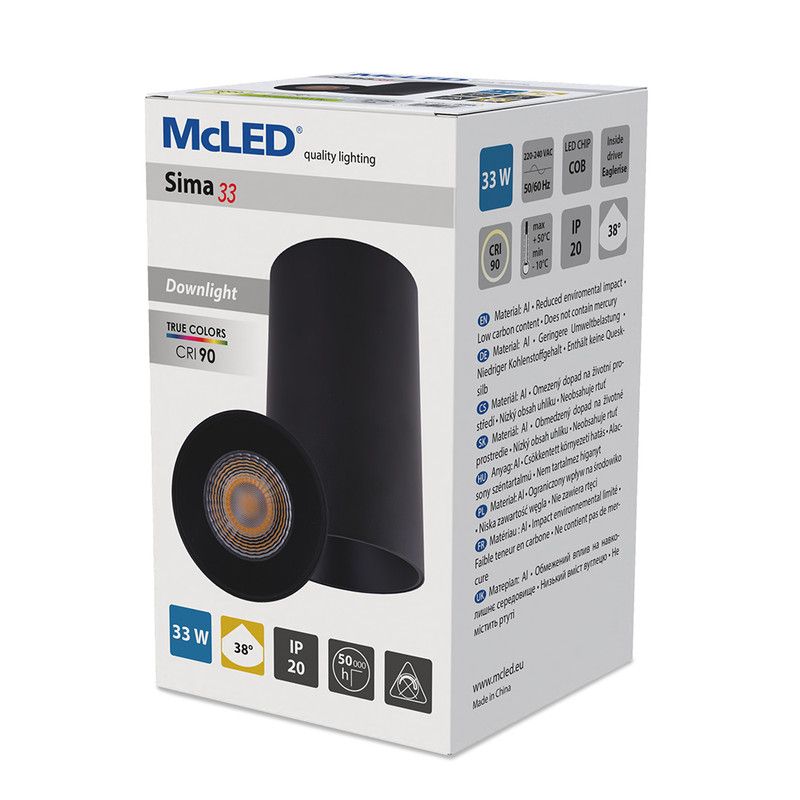 McLED Sima 33 ML-416.031.33.1-38 Stropné LED svietidlo 10,5 cm, čierna - galéria #10