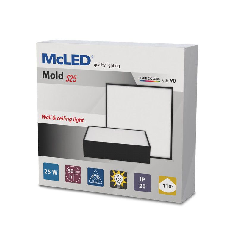 McLED Mold S25 ML-416.067.33.1-DA Nástenné, stropné LED svietidlo stmievateľné  25 cm, čierna - galéria #7