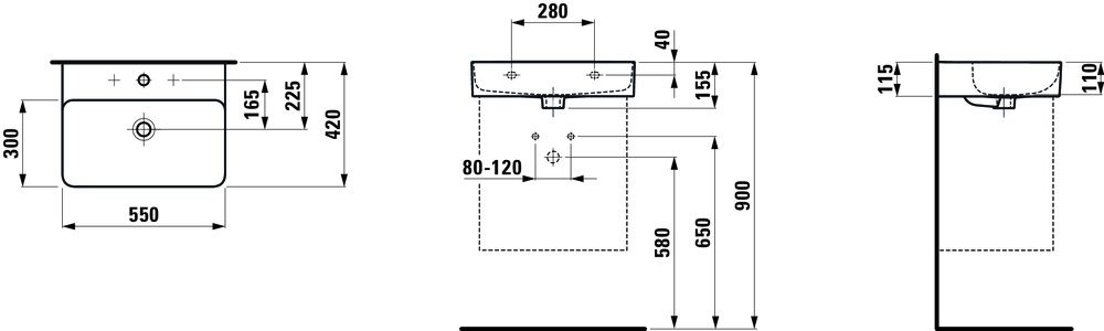 Laufen Umývadlo 55 cm, biele matné H8102827571041 - galéria #6