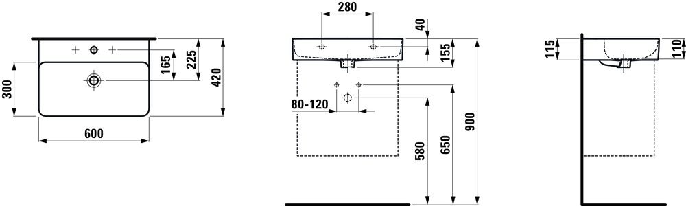 Laufen Val Umývadlo 60 cm, biele matné H8102837571041 - galéria #5