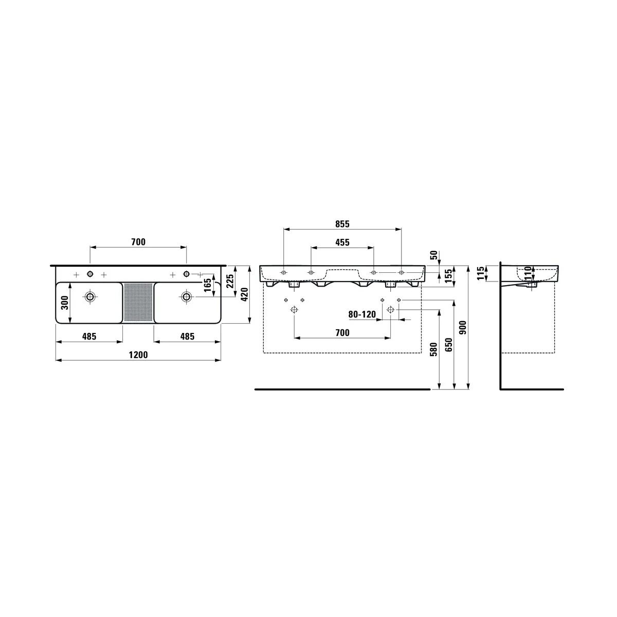 Laufen Val Dvojdrez 120x42 cm, biely H8142820001041 - galéria #1
