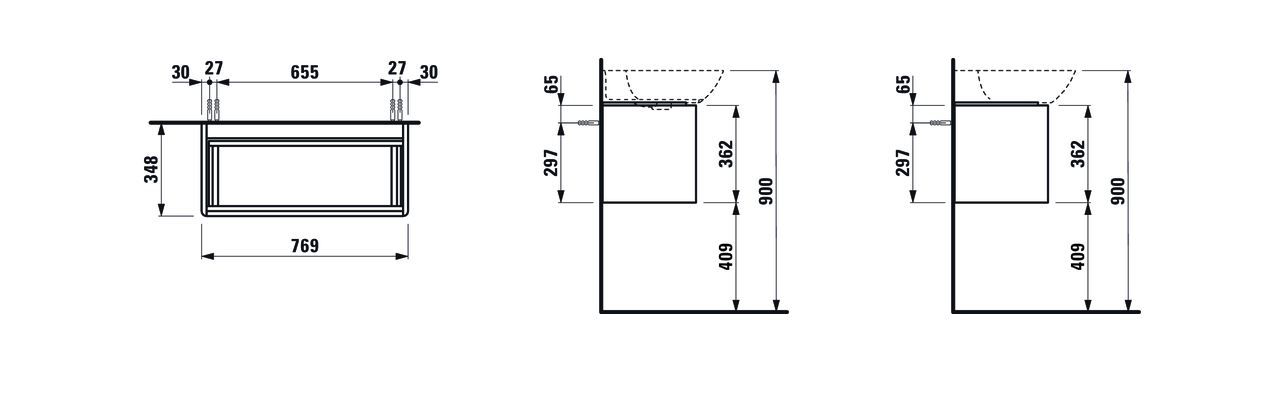 Laufen Základná skrinka pod umývadlo 76,9 cm, biela matná H4030011102601 - galéria #1