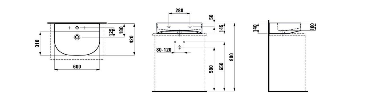 Laufen Sonar Umývadlo s prírezom 60 cm, LCC - biele H8163424001041 - galéria #1
