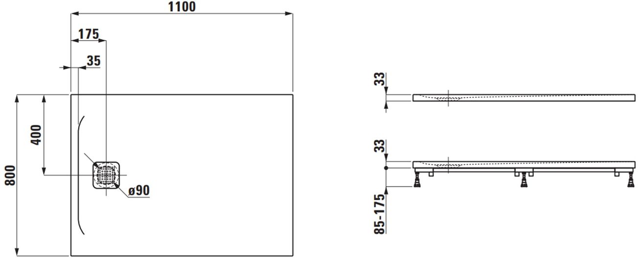 Laufen Pro Sprchová vanička 110x80 cm antracit H2129540780001 - galéria #1