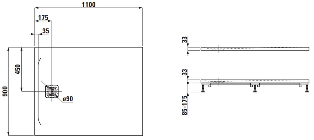 Laufen Pro Sprchová vanička 110x90 cm svetlo sivá H2129550770001 - galéria #1