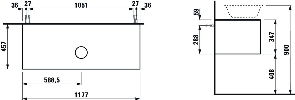 Laufen Skrinka pod umývadlo New Classic 120 cm s 1 zásuvkou, s výrezom, biela matná H4060210851701 - galéria #4