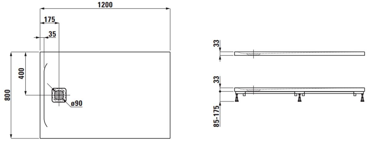 Laufen Pro Sprchová vanička 120x80 cm betónovo sivá H2109520790001 - galéria #1