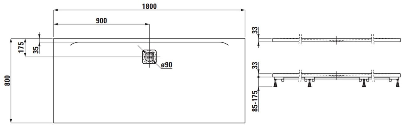 Laufen Pro Sprchová vanička 180x80 cm betónovo sivá H2109550790001 - galéria #1