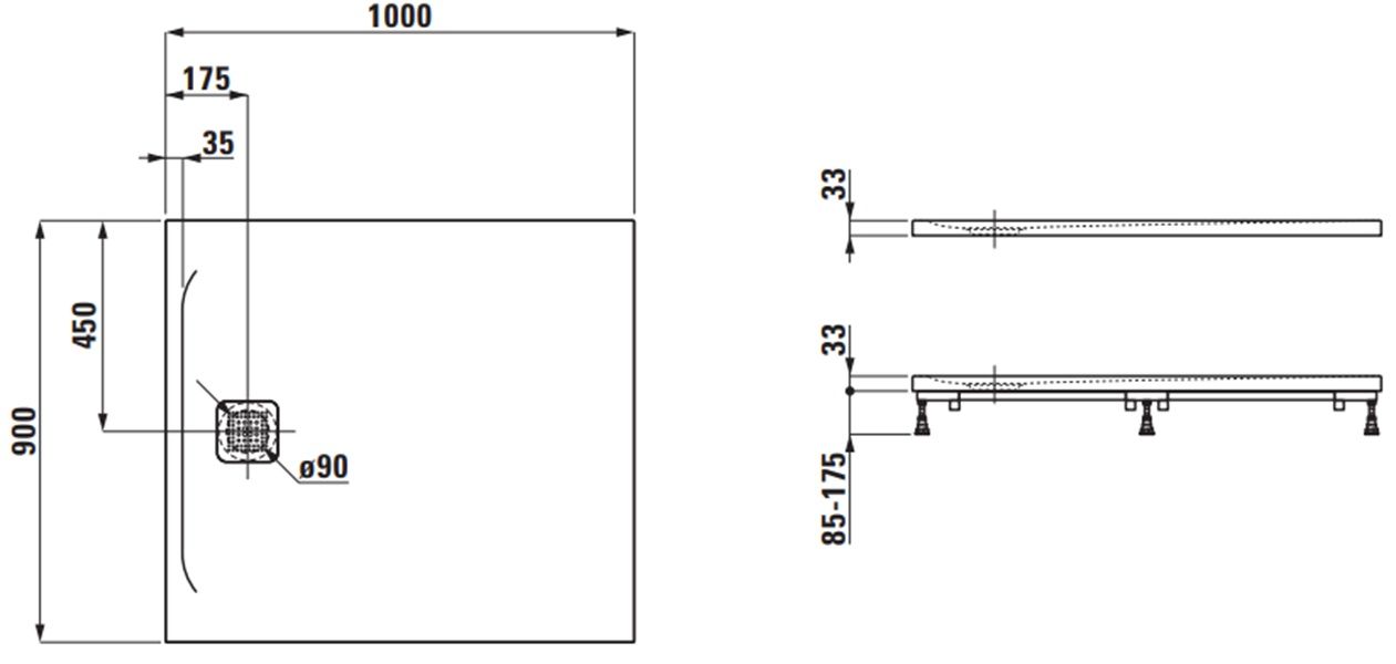 Laufen Pro Sprchová vanička 100x90 cm betónovo sivá  H2109570790001 - galéria #1