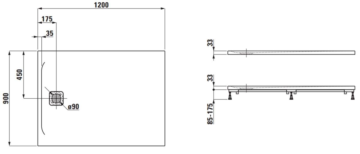 Laufen Pro Sprchová vanička 120x90 cm betónovo sivá H2109580790001 - galéria #1