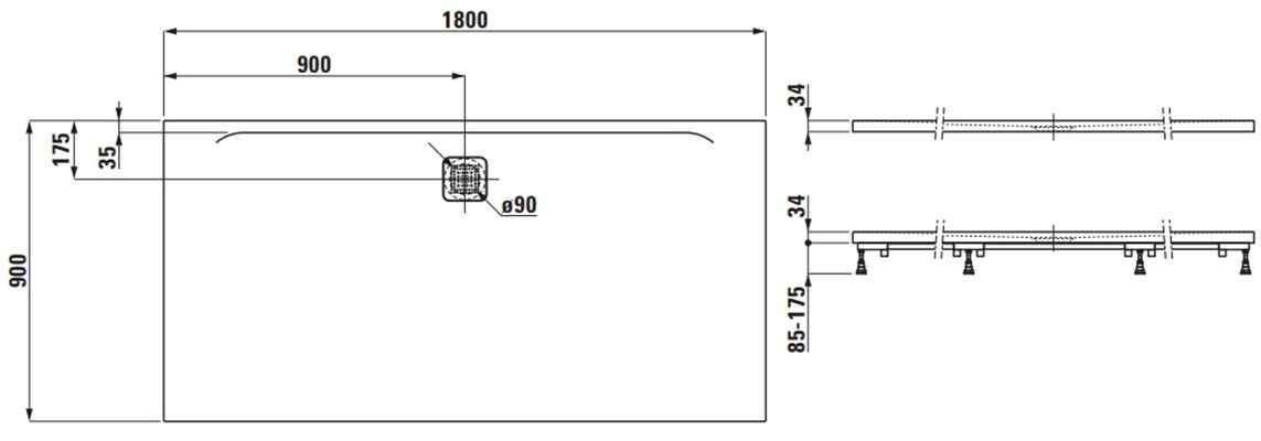 Laufen Pro Sprchová vanička 180x90 cm čierna H2119510800001 - galéria #1