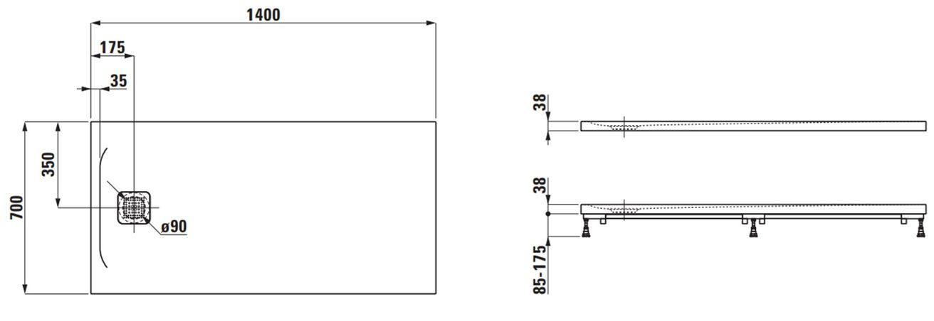 Laufen Pro Sprchová vanička 140x70 cm betónovo sivá H2129530790001 - galéria #1