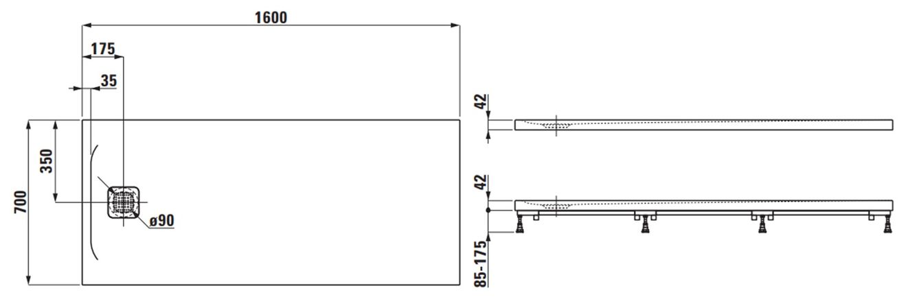 Laufen Pro Sprchová vanička 160x70 cm betónovo sivá H2139540790001 - galéria #1