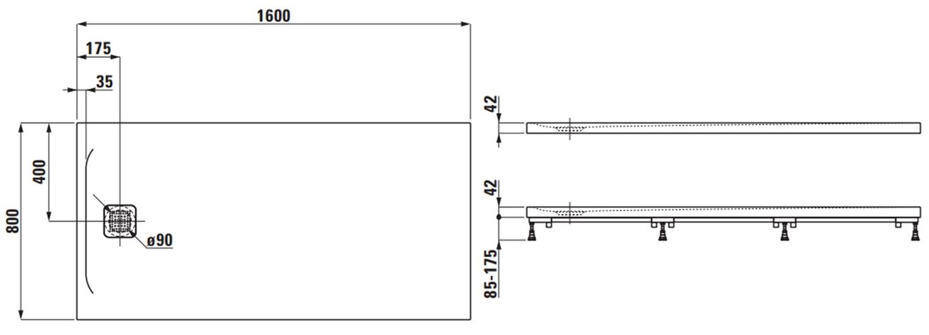Laufen Pro Sprchová vanička160x80 cm čierna H2139580800001 - galéria #1