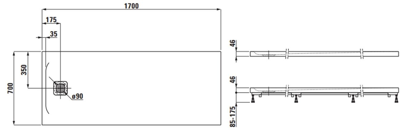 Laufen Pro Sprchová vanička 170x70 cm čierna H2159560800001 - galéria #1