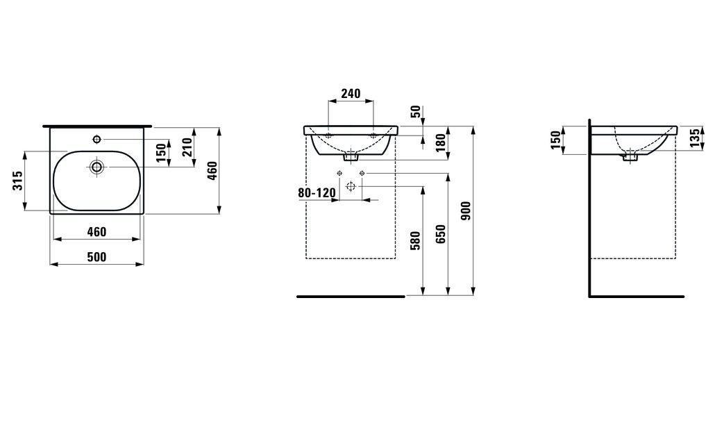 Laufen Lua Umývadlo 50 x 46 cm, biele H8100810001041 - galéria #3