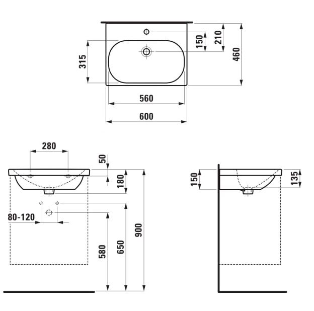 Laufen Lua Umývadlo 60 x 46 cm, biele H8100834001041 - galéria #3
