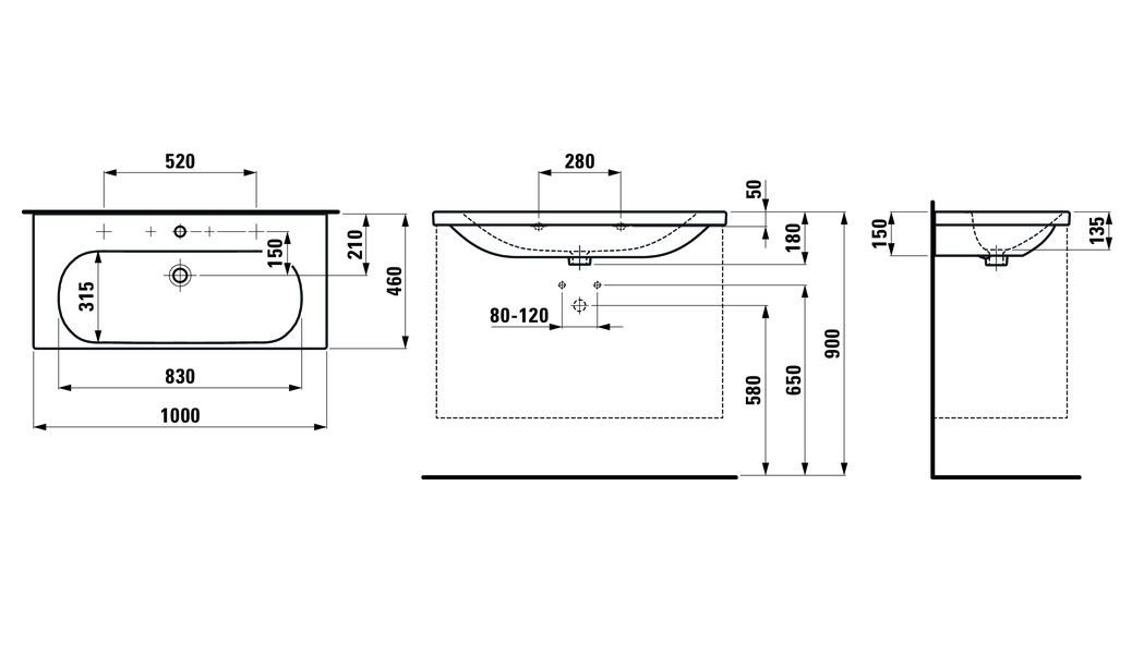 Laufen Lua Umývadlo 100 x 46 cm, biele H8100890001041 - galéria #4