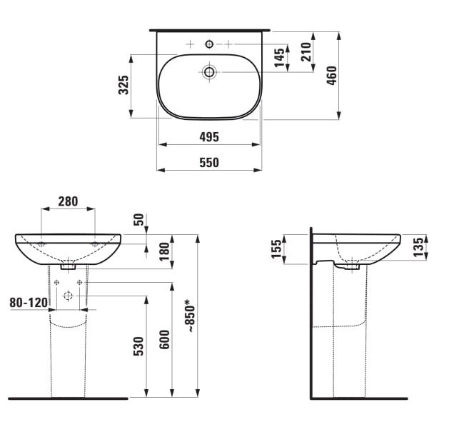 Laufen Lua Závesné umývadlo 55 x 46 cm, biele H8110810001041 - galéria #5