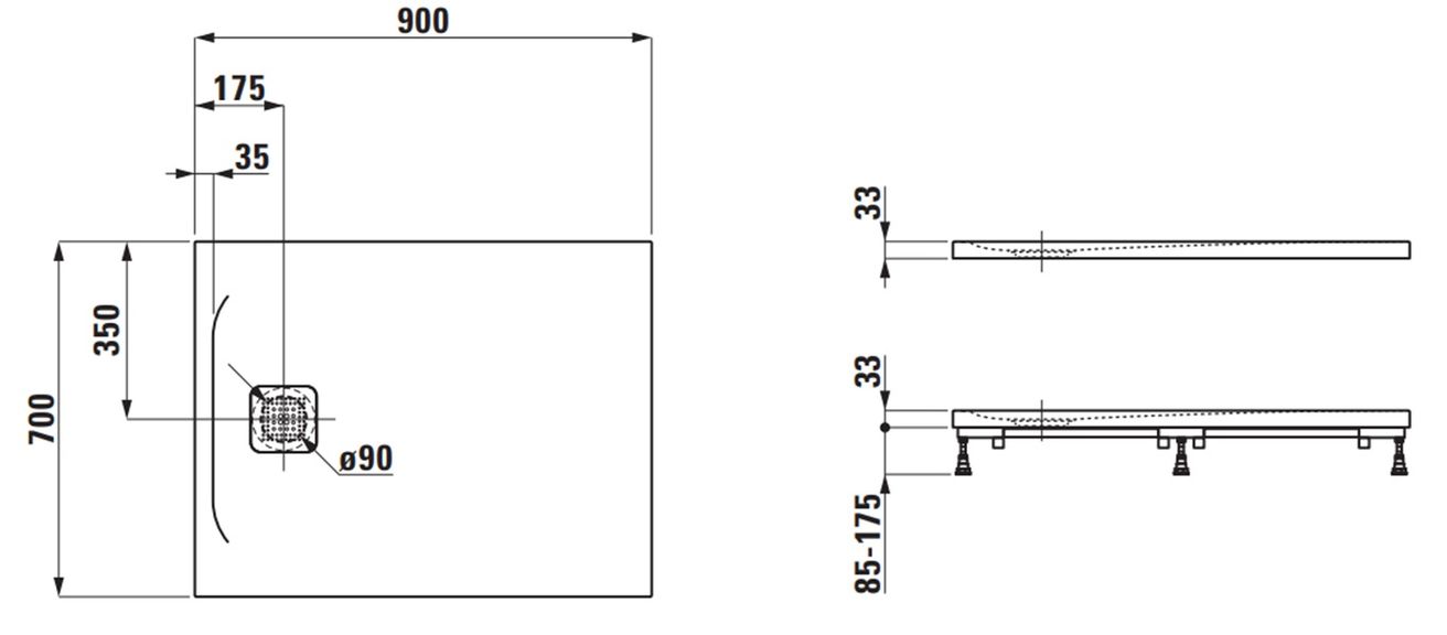 Laufen Pro Sprchová vanička 90x70 svetlo sivá, H2169560770001 - galéria #1