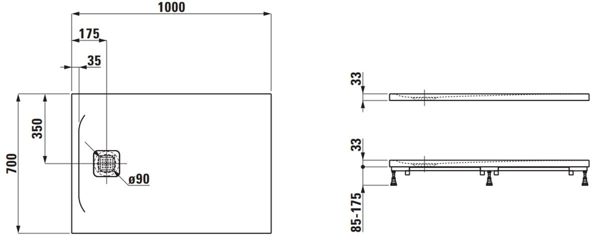 Laufen Pro Sprchová vanička 100x70 cm betónovo sivá H2169570790001 - galéria #1