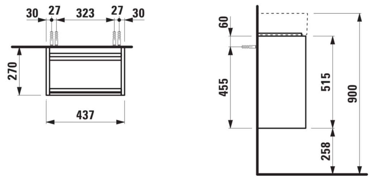 Laufen Lani Umyvadlová skříňka 45 cm, závěsy vlevo, bílá matná H4039011122601 - galéria #1