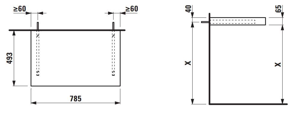 Laufen Lani Umývadlová doska 80 cm, bez výrezu, vrátane 2 nástenných konzol, sivá prevádzka H4046501122661 - galéria #1