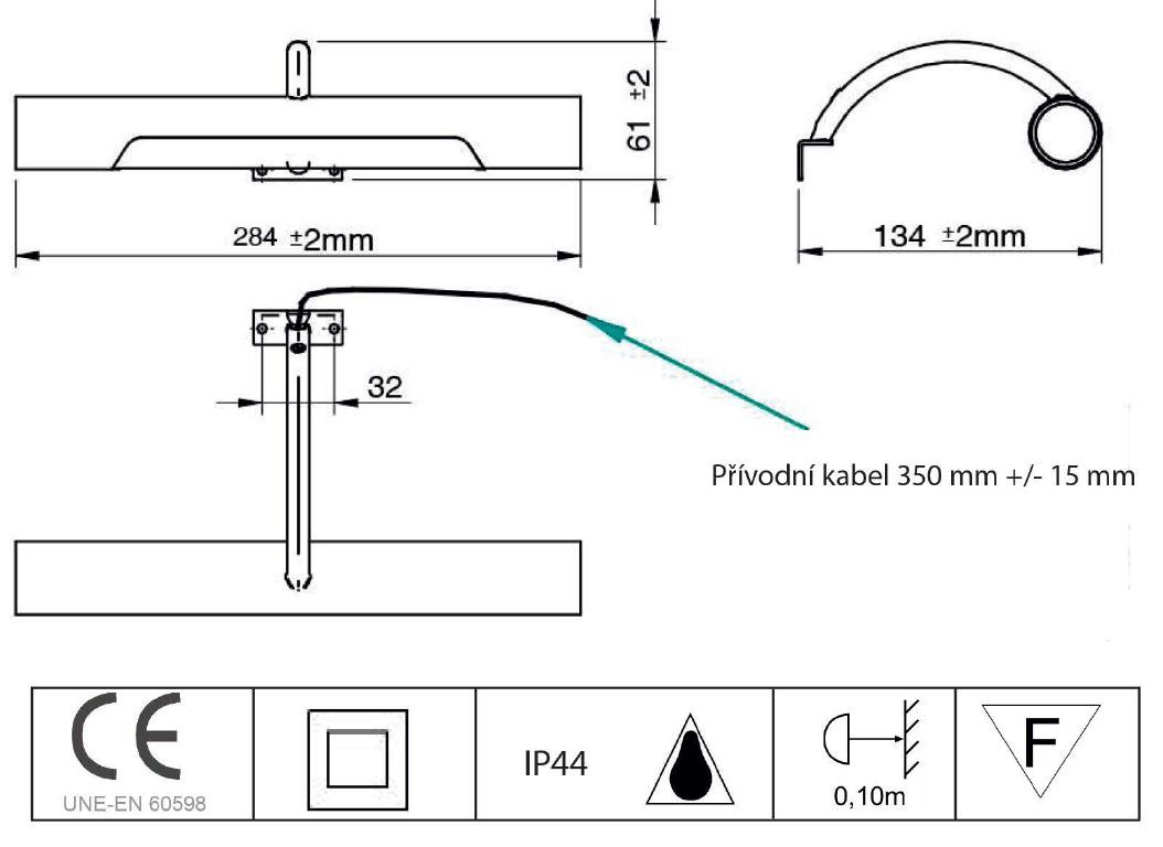 Aqualine Andrea SAS251 Kúpeľňové LED osvetlenie 28,4 cm, chróm - galéria #4