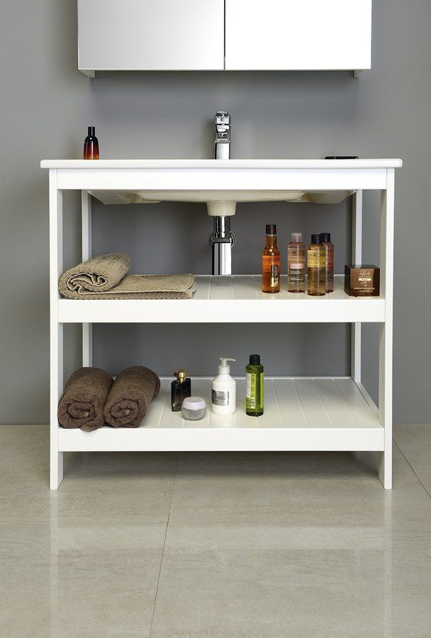 Aqualine Etide Policová skrinka s umývadlom 85x86x45 cm, biela matná - galéria #7