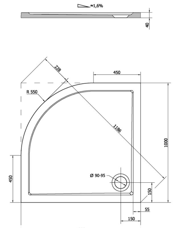 Polysan Klasik Sera Sprchová vanička, 1000x1000 mm, R550, biela 62111 - galéria #4