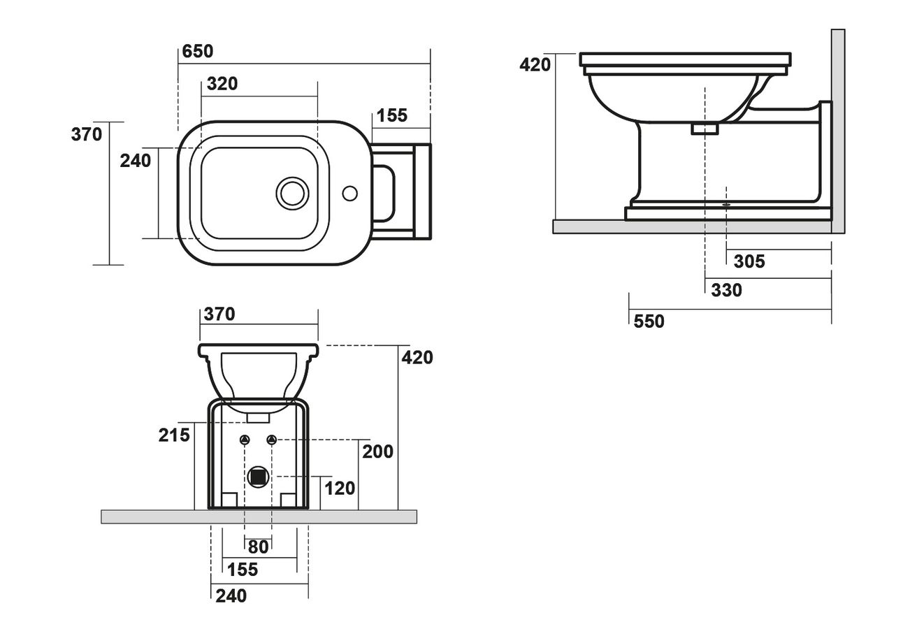 Kerasan Waldorf Nástenný bidet 37x42x65cm, biely 4120K1 - galéria #4