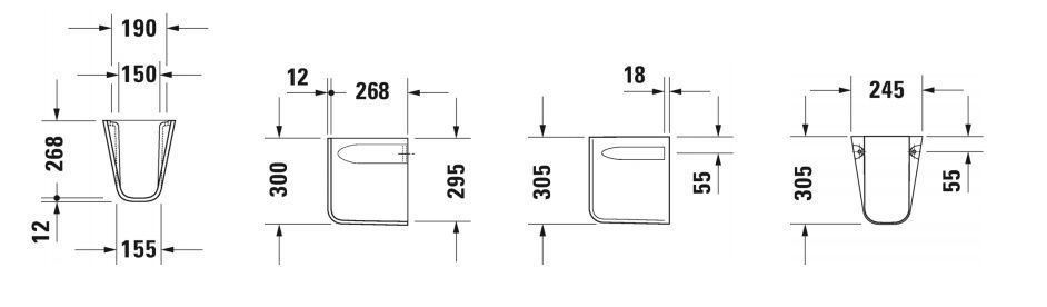 Duravit D-Code polostĺpik, biely 08571800002 - galéria #1
