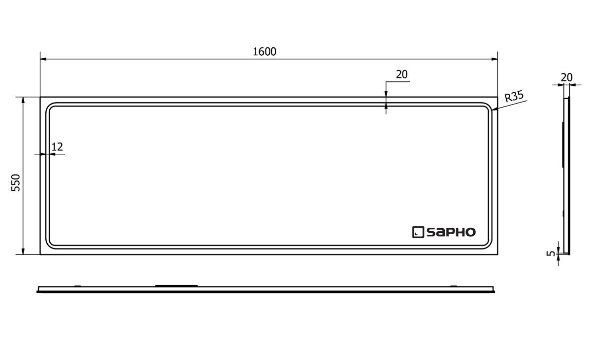 Zrkadlo Sapho Gemini 160x55 cm s LED osvetlením, GM160 - galéria #3