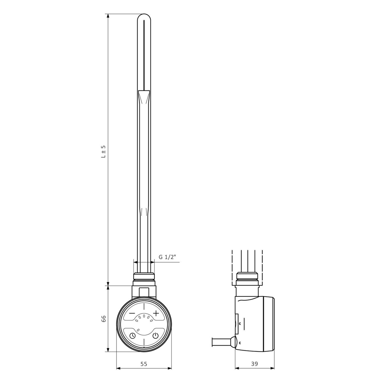 Sapho MOA-C-800 Vykurovacie teleso s termostatom 800 W, chróm - galéria #2