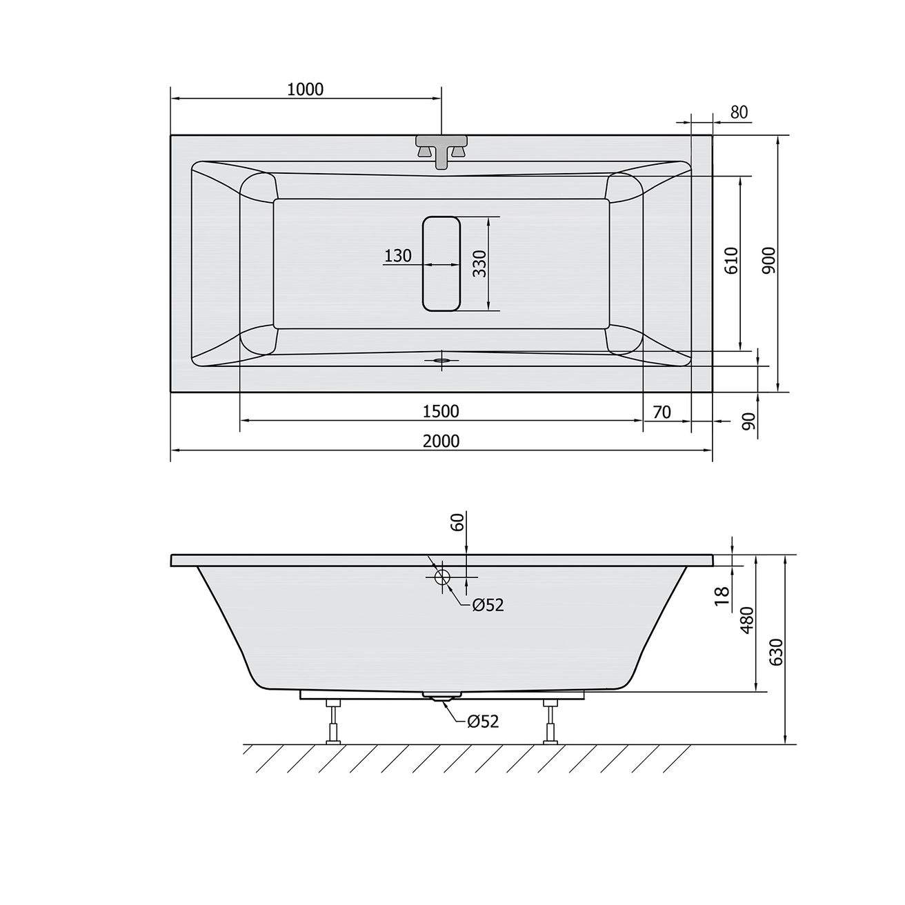 Polysan Marlene Obdĺžniková vaňa Slim 200x90 cm, biela 78731S - galéria #3