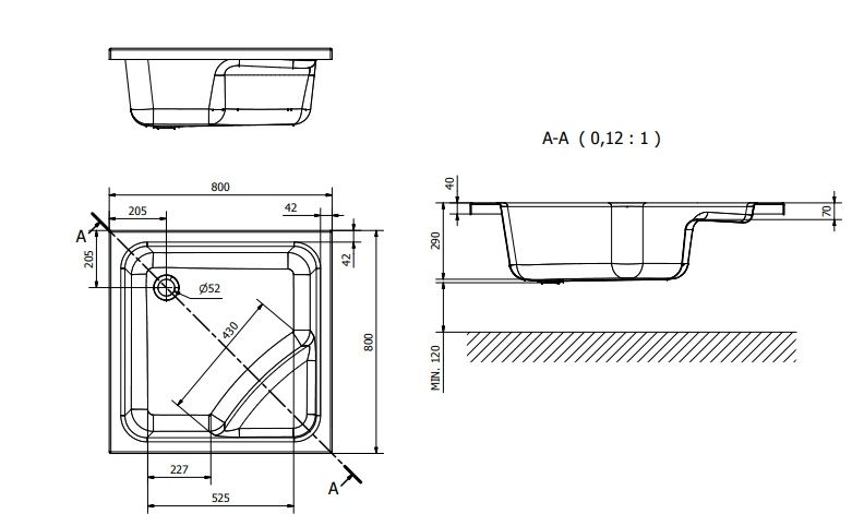 Polysan Visla Sprchová vanička Visla, 800x800 mm, biela 50111 - galéria #1