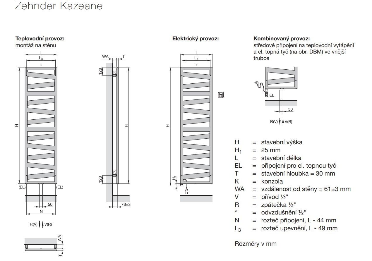 Zehnder Kazeane RK-100-050 Radiátor kombinovaný, 50x96,5cm, biely - galéria #3