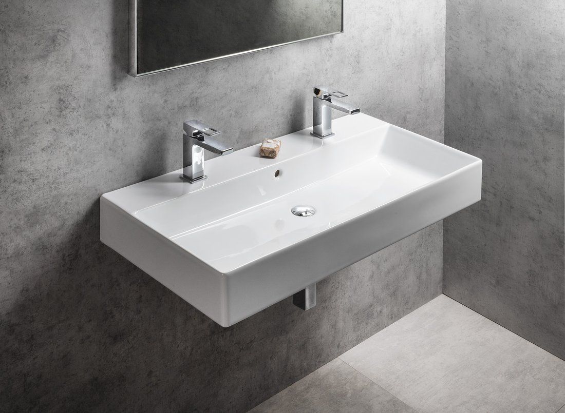 Gsi Kube X Umývadlo 100 x 47 cm s dvoma otvormi, biele 9423211 - galéria #2