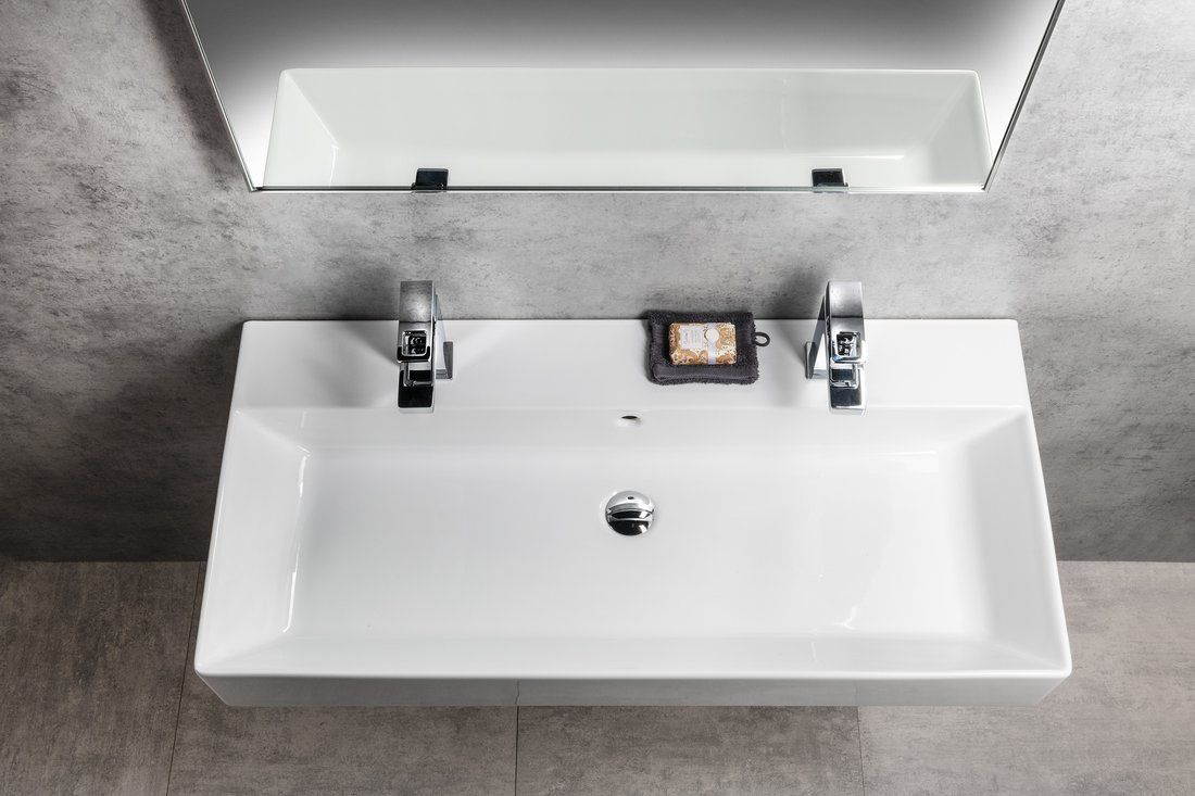 Gsi Kube X Umývadlo 100 x 47 cm s dvoma otvormi, biele 9423211 - galéria #4