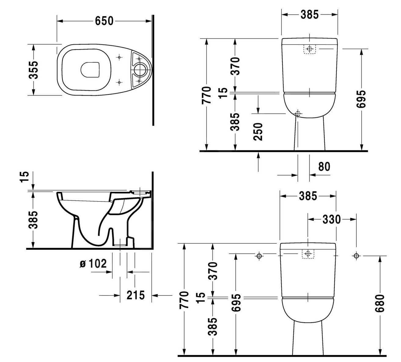 Duravit D-Code WC kombi misa, biela 21110100002 - galéria #1