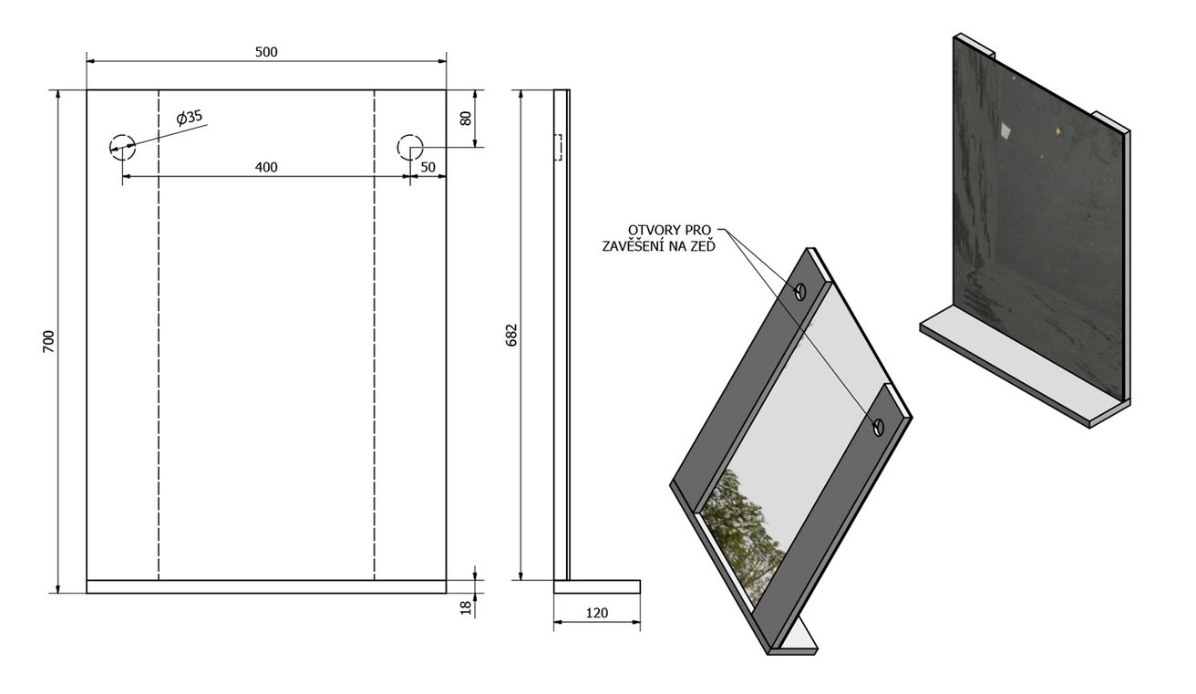 Zrkadlo Aqualine Beta 50x70x12 cm 57396 - galéria #4