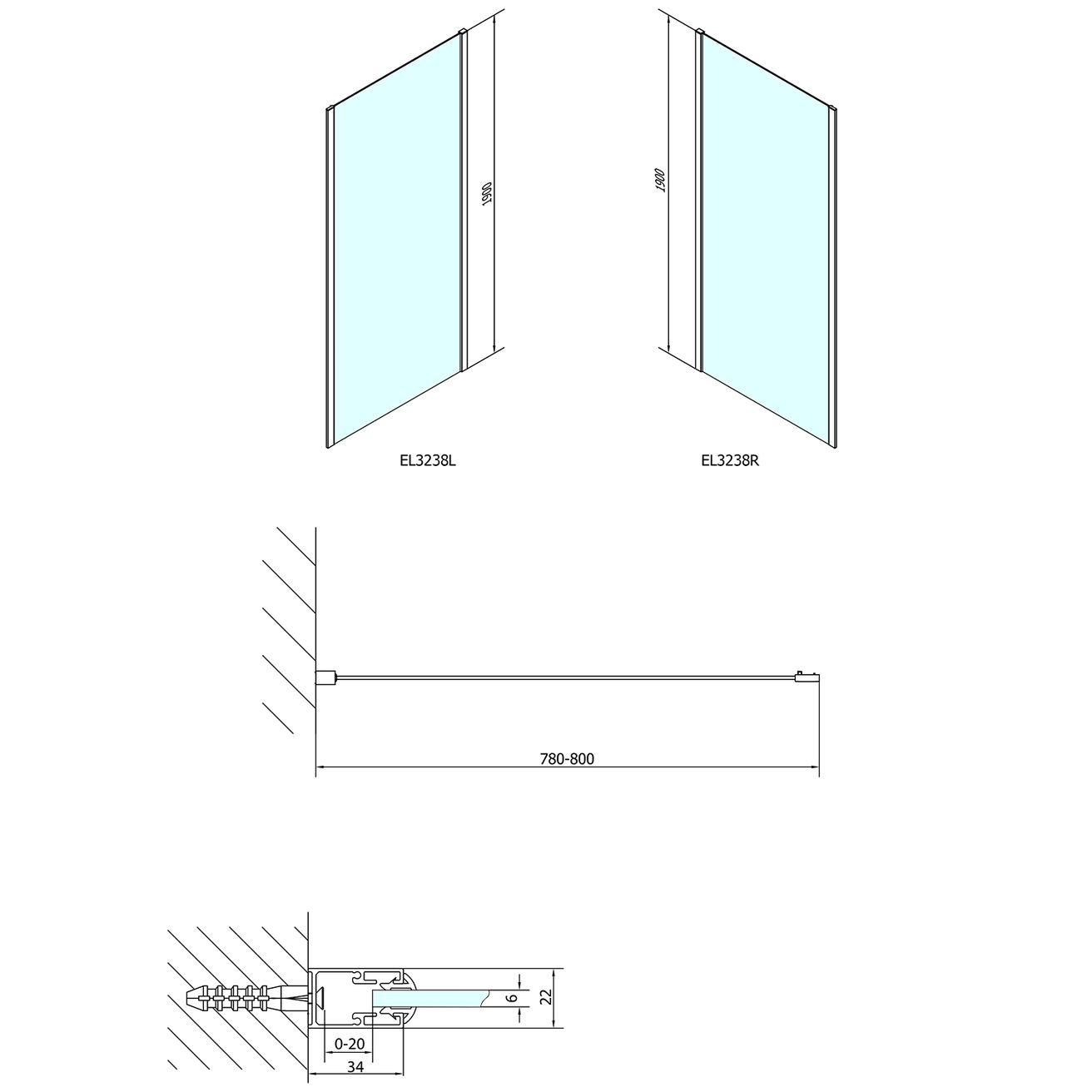 Polysan Easy Bočná stena 80 cm, sklenená tehla EL3238 - galéria #1