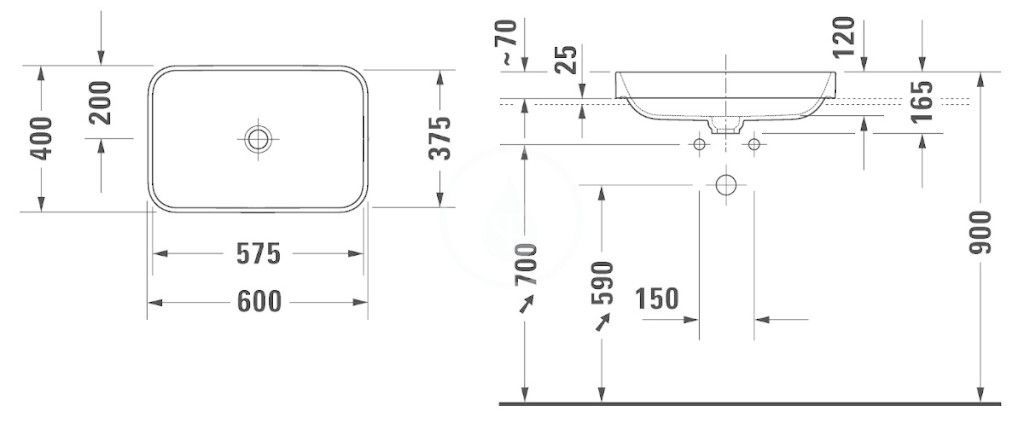 Duravit Happy D.2 Umývadlo 60 x 40 cm, biele 2359600000 - galéria #2