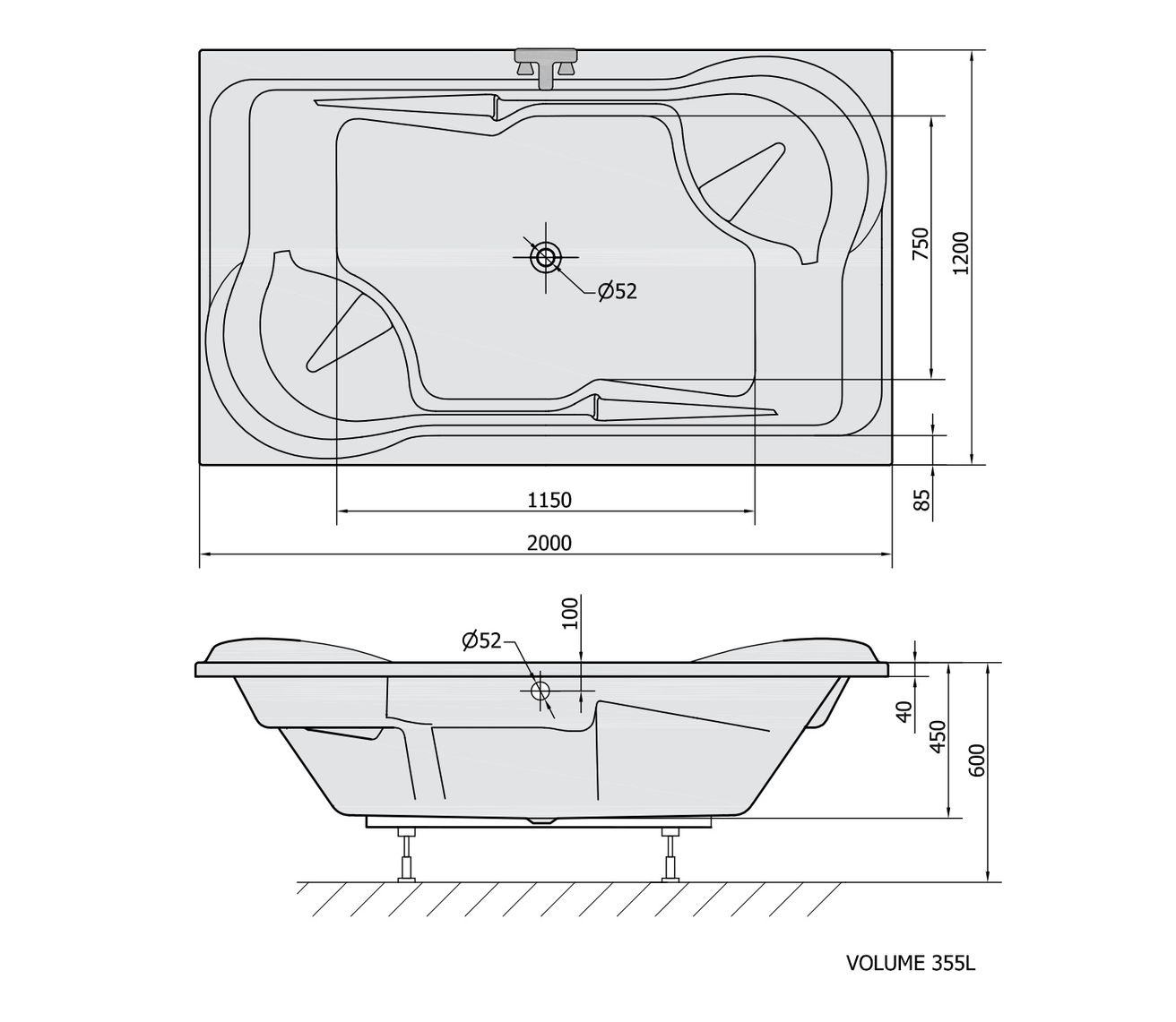 Polysan Duo Obdĺžniková vaňa 200x120 cm, biela 16111 - galéria #2