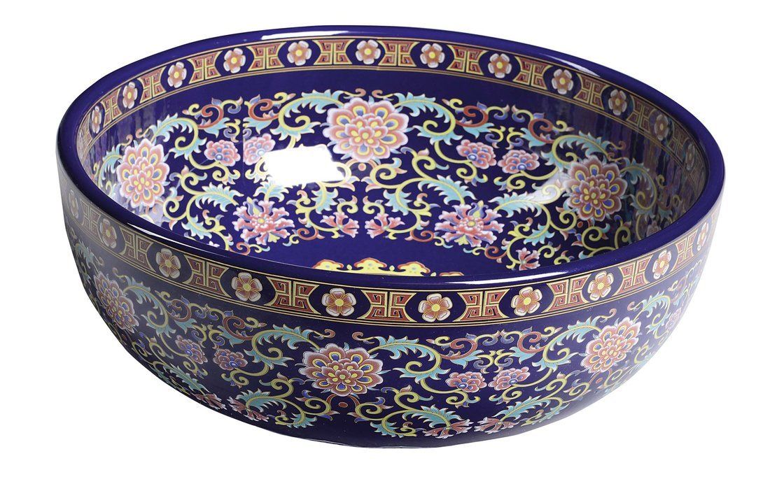 Sapho Priori PI022 Keramické umývadlo 41 cm, fialové s ornamentmi PI022 - galéria #1