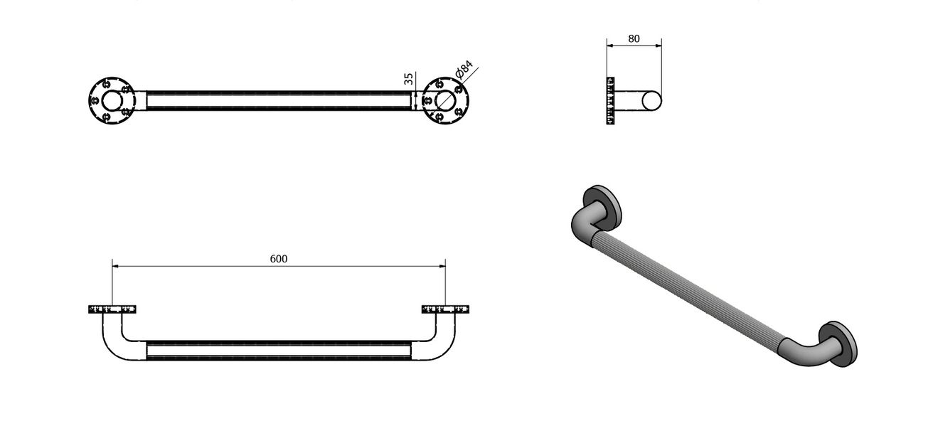 Zábradlie Aqualine, plastové, 60 cm, biele MD360 - galéria #4
