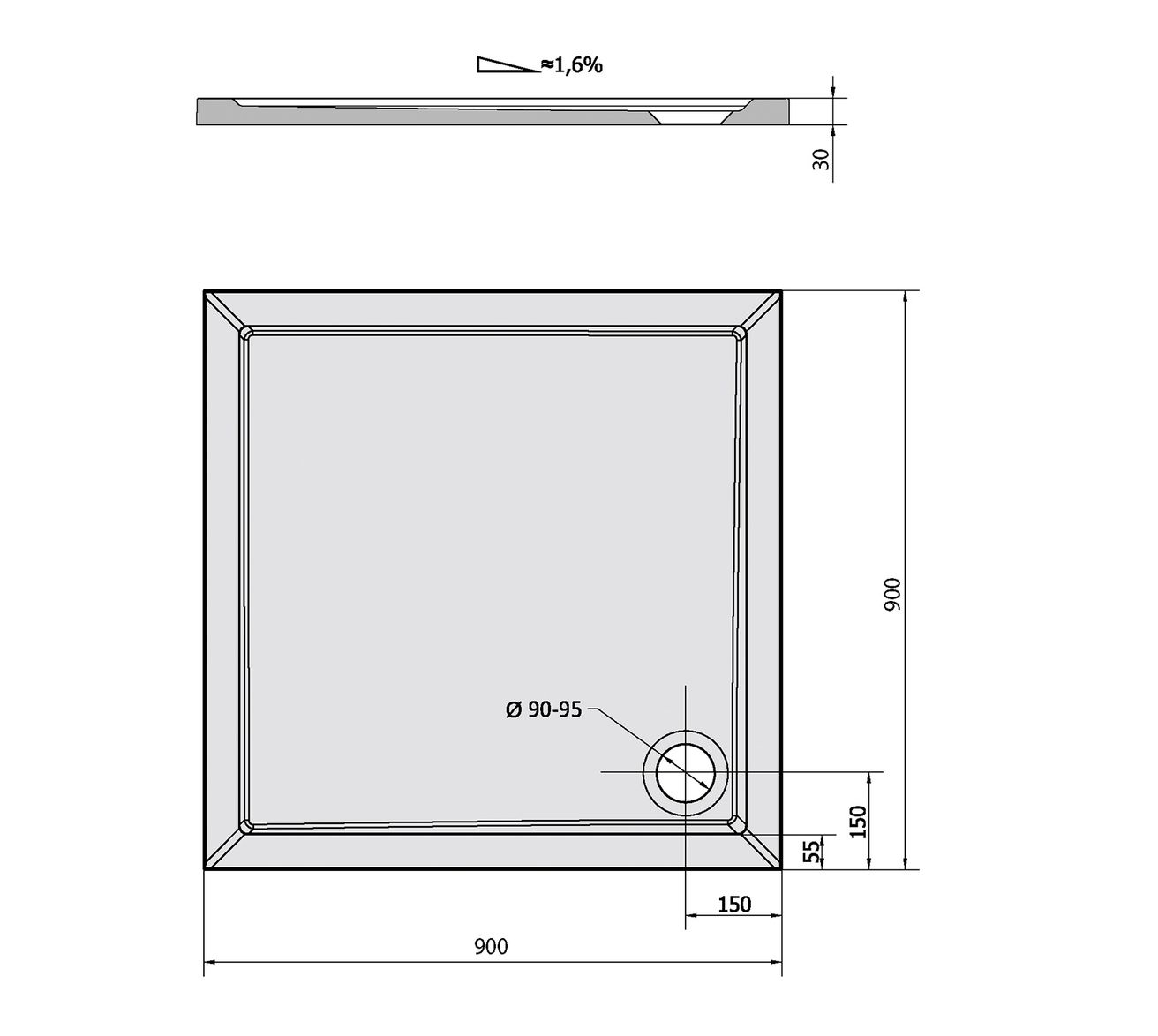 Polysan Klasik Aura Vaňa z liateho mramoru, 900x900 mm, biela 43511 - galéria #3
