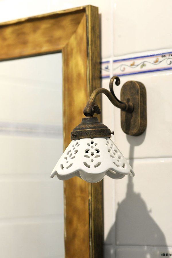 Sapho Bari MC811 Nástenné osvetlenie E14, 21 cm, keramický tienidlo, bronz - galéria #1