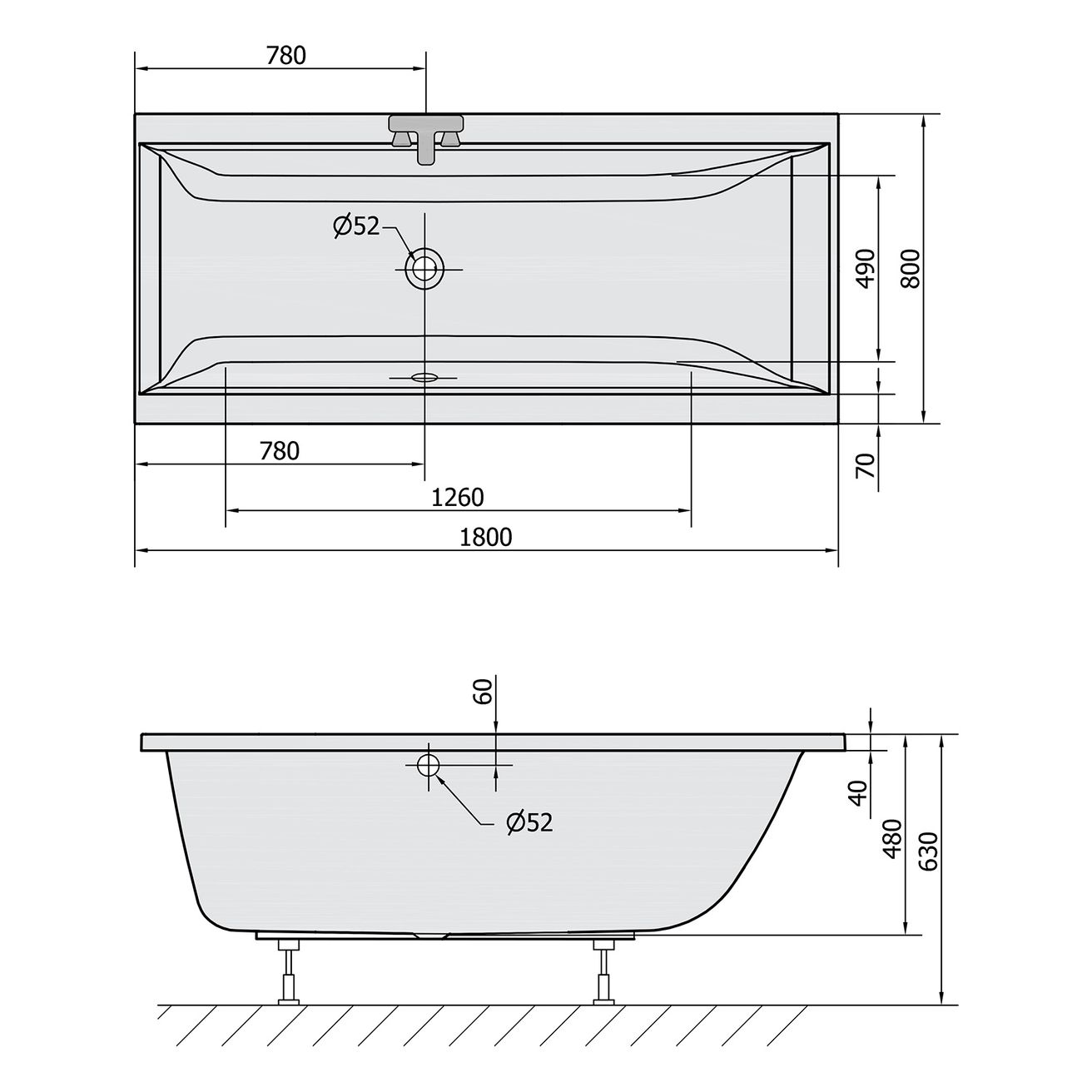 Polysan Cleo Obdĺžniková vaňa 180 x 80 cm, biela 95611 - galéria #5