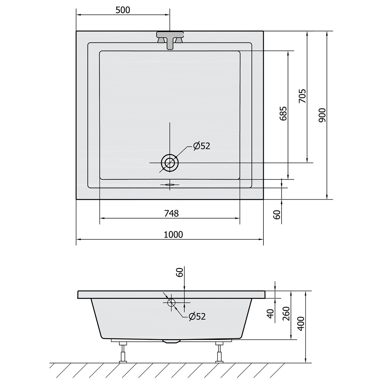 Polysan Deep Hlboká sprchová vanička 100x90x26 cm, biela 72340 - galéria #5